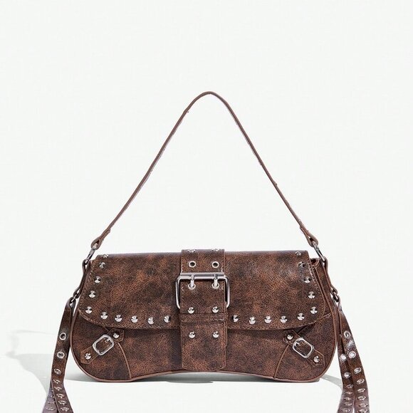 Brown western cowgirl faux leather purse bag - Picture 3 of 8